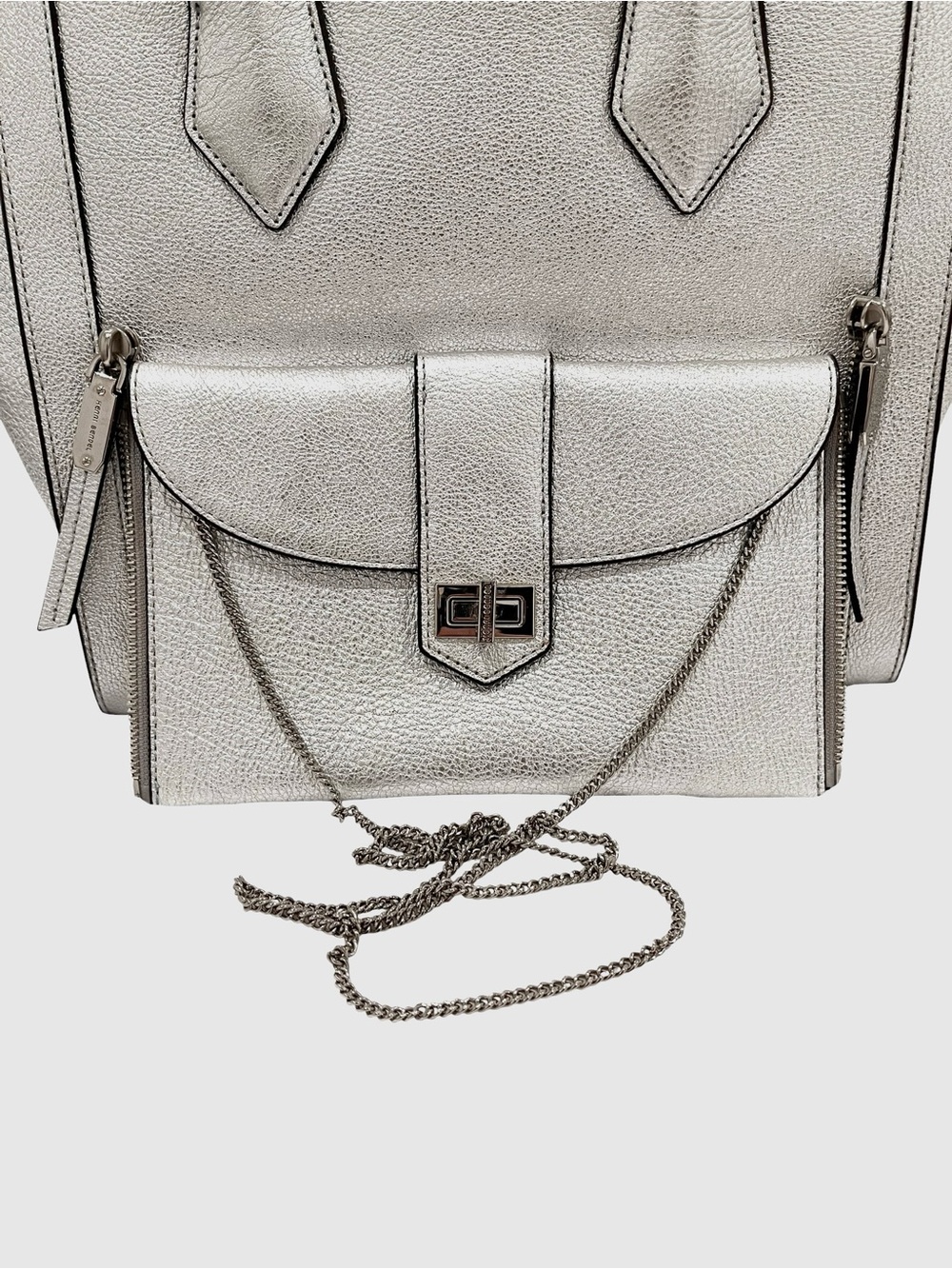 Henri Bendel Rivington 2-in-1 Leather Tote Metallic Silver NWOT - Picture 3 of 15